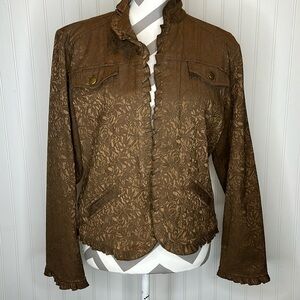 Coldwater Creek Ruffled Open Front Jacket Size Medium